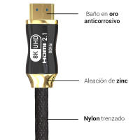 Cable HDMI 2.1 8K ULTRA HD 120hz 4K / 60hz   para televisión smart tv consola COMPATIBLE con PS5 XBOX series S X cables de imagen y sonido de nylon trenzado - details 1