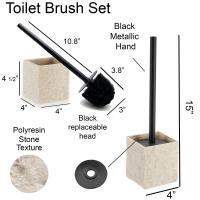 Vaso Jabonera Dispensador de Jabon y Escobillero Efecto Piedra Para Baño Aseo WC Tendance - details 5