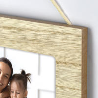 ZEP Marco de madera blanca y natural, marco de pared multifoto con cuerda vista para 3 fotos, con escritura en relieve, adecuado como regalo, ideal para celebrar aniversarios o cumpleaños, para el hogar y la oficina. - details 2