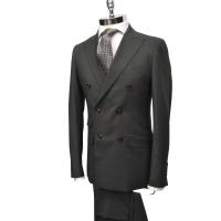 Traje cruzado con solapa ancha de pico BLANCO NUMERO UNO color gris marengo.La elegancia a la ultima moda. - details 0
