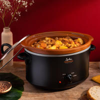 JATA JEOL2135 JEOL2145- Olla de cocción lenta con capacidad de 3,5 y 5 litros, Cuba cerámica de terracota extraíble y apta para lavavajillas y horno, 3 niveles de calor, Tapa de cristal, Cocina sana y tradicional - details 2