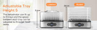 AIGOSTAR Deshidratador de Alimentos, Deshidratador con 5 Bandejas Altura Regulable, Temporizador 99H y Temperatura Ajustable. - details 1