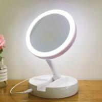 Espejo Led plegable con carga USB o batería, espejo de tocador blanco para maquillaje, cosmético con luz - details 0