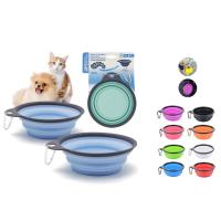 COTTECOTA-2 pzs Comederos Bebedero Plegable para Mascotas Perros Gatos Cuenco Portátil Silicona de Viaje Color Azar cuenco con mosquetones para gatos, perros y mascotas, plato - details 0