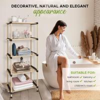 STARLEY-Organizador de estantes de almacenamiento de madera, fácil de instalar, estante de pie de baño, ligero, sin tornillos. 2, 3 ,4 y 5 niveles, unidades ajustables, unidad de estantería de pino de alta calidad - details 3