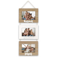 ZEP Marco de madera blanca y natural, marco de pared multifoto con cuerda vista para 3 fotos, con escritura en relieve, adecuado como regalo, ideal para celebrar aniversarios o cumpleaños, para el hogar y la oficina. - details 0