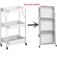 Estante de Plegable metal  almacenamiento giratorio con ruedas para frutas y verduras, estante de cocina, organizador, carrito, cesta estante muebles para el hogar muebles ruedas estante para cuarto de baño - details 4