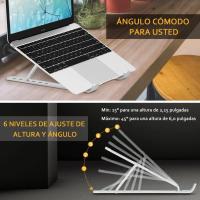 KROWN - Soporte Ordenador Portátil Aluminio Plegable, Soporte para Ordenador Portátil Mesa Altura Ajustable, Laptop Stand para PC Escritorio Compatible con Tablet MacBook Air Pro, ASUS HP Surface Lenovo 5-15,6", Color Plateado - details 3