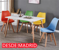 Juego de 6 sillas tulipán con patas de madera, mueble estilo nórdico medieval, con asiento acolchado de cuero sintético, para escritorio, comedor, dormitorio, balcón o restaurante BAR hosteleria, OFICINA Mesa de comedor nórdica cocina - details 5