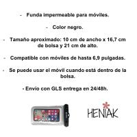 Funda bolsa impermeable acuática sumergible para movil Universal 10x16.7 cm, negra funda telefono smarphone negro y transparente sumergible verano playa piscina deportes nieve - details 1