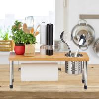 MAXHOME- Organizador de Cocina, Soporte para Cubiertos, Especiero, Portarrollos, Bambú & Acero, Marrón & PlateadoEstante de cocina de bambú 55x20x20 cm - details 1