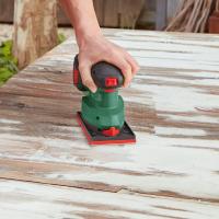 Bosch lijadora a batería UniversalSander 18V-10 (sin batería; sistema de 18 voltios; para bricolaje en madera; con 32 papeles de lija; en embalaje de cartón) - details 1