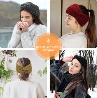 4 Diademas lana, Turbantes tejida de invierno, diadema de turbante de ganchillo, diadema trenzada,Mujer Invierno Diadema Cabeza Anchas Cabello Turbante Banda Accesorio Pelo - details 3