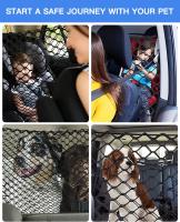 COTTECOTA-Barrera de red para perros y Autos 80x65 cm, red de barrera de seguridad de viaje con Cuerdas Elásticas y Gancho Fácil de instalar Malla ajustable para Mascotas para SUV furgonetas automóviles camiones Ajustable elástico Extensible - details 3