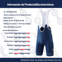 KEMALOCE Men Cycling Bib Shorts Blank Blue&Black 5D Gel Pad Mountain Bike Shorts High End Outdoor Breathable Bike Tight Knicker - details 1