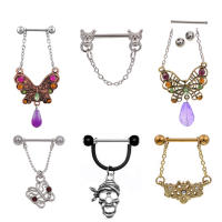 2 uds mariposa barras de perforación de acero anillo protector 316l cuerpo de acero inoxidable joyería cadena para cuerpo de regalo de cumpleaños - details 1