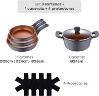 San Ignacio Juego de Cocina | Set de Sartenes Antiadherentes | Cacerola de 4,5L | Menaje de Cocina - details 0