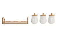 SET 4 SALSERA PORCELANA BAMBU COLOR BLANCO CON TAPADERA BAMBU Y CUCHARA PORCELANA PRODUCTO DE MESA ACCESORIO COCINA - details 3