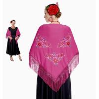 Mantón de Manila bordado de flor colores liso para mujer niña, Manton de Flamenco para el Vestido de Feria, Sevillana o Flamenca Color Negro Rojo Blanco Rosa Azul - details 4