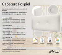 DHOME Cabecero de Polipiel o Tela AQUALINE Pro cabeceros Cabezal tapizado Cama Lujo (Blanco Hueso Polipiel) - details 1