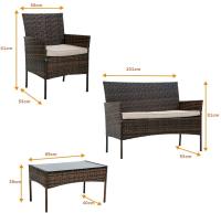 ALLINLIFE Conjunto muebles terraza sillones, sofá y mesa ratán,Muebles de patio con reposabrazos, resistente a la intemperie - details 2