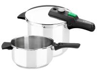 Monix Quick - Set Olla de Cocina a Presión Express Rápida, Duo 4 + 6 Litros, Acero Inoxidable, Apta Gas, Vitrocerámica e Inducción - details 0