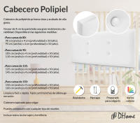 DHOME Cabecero de Polipiel o Tela Acualine con 2 Hileras de Botones Colores Cabezal Tapizado Cama Lujo (Blanco Polipiel) - details 1