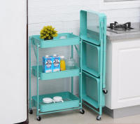 Estante de Plegable metal  almacenamiento giratorio con ruedas para frutas y verduras, estante de cocina, organizador, carrito, cesta estante muebles para el hogar muebles ruedas estante para cuarto de baño - details 0