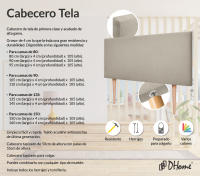 DHOME Cabecero de Polipiel o Tela AQUALINE Liso Cabeceros Cabezal Tapizado Cama Lujo (Beige Tela) - details 6