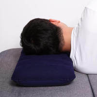 Almohada Inflable Azul Marino SANDALFON - Cojín Flocado para Viaje y Camping - Compacta y Ergonómica - details 1
