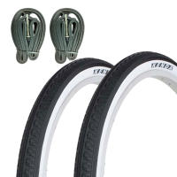 Cubiertas Bicicleta 24x1 3/8 + Cámaras Aire FV Presta - Negro y Blanco (Paquete de 2) - details 0