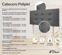 DHOME Cabecero Capitone Tapizado Polipiel o Tela Acualine con 8cm de Grosor Cabezales de Cama Acolchado Capitoné Cabeceros de Cama (Gris Polipiel) - details 7