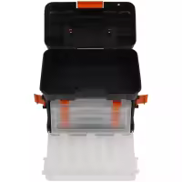Caja de Herramientas tipo Cajonera con 4 Maletin 27x18x26,5 cm, Negra y Naranja, con varios compartimentos individuales. diferentes divisiones para almacenamientos de herramientas, bricolajes, tornillerias - details 2