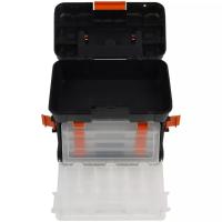 Caja de Herramientas tipo Cajonera con 4 Maletin 27x18x26,5 cm, Negra y Naranja, con varios compartimentos individuales. diferentes divisiones para almacenamientos de herramientas, bricolajes, tornillerias - details 2