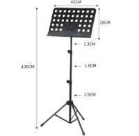 Atril musica Metálico con Brazos para Sujetar Hojas Partituras Ajustable Altura Trípode para violín, guitarra Soporte Ajustable Regulable Altura - details 0