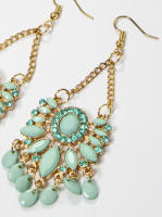 Pendientes mujer fiesta dorado y turquesa, pendientes largos bisutería - details 1
