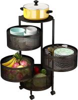 Estante de almacenamiento multicapa, cesta giratoria de cocina, tipo cajón, organizador de suelo, carro grande, verduras, frutas, 4 Cajones con ruedas - details 0