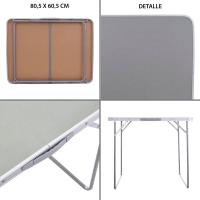 GREATOOL Mesa de Camping Plegable de Acero 80x60x70cm, madera MDF, estructura de acero - details 0