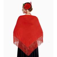 Mantón de Manila bordado de flor colores liso para mujer niña, Manton de Flamenco para el Vestido de Feria, Sevillana o Flamenca Color Negro Rojo Blanco Rosa Azul - details 5
