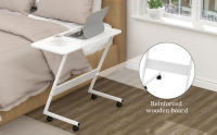 Escritorio de Madera Rcynview en Forma Z con Ruedas Giratorias Ideal para Espacios Pequeños como Dormitorio Oficina y Cama 60/80 x 40 x 75 cm - details 2