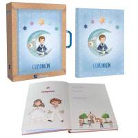 Libro de firmas, recuerdo de la Primera Comunión.  Con estuche y maletín a juego. Dispone de 60 páginas a todo color, para firmas, fotos, recordatorios, invitados, con oraciones. Un regalo imprescindible en la Primera Comunión. Fabricado en España. - details 2