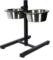 COTTECOTA-Comederos Bebedero para Perros 3 Tamaño Elegir Acero Inoxidable con Pie Soporte Juego de Cuencos Elevados Altura Ajustable Comedero Doble para Perros y Gatos, Plateado Altura Ajustable, Soporte Resistente con pies Antideslizante - details 5