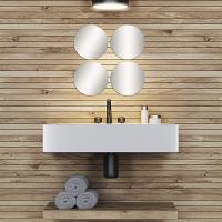 TENDANCE Set de 4 Espejos Cuadrado Redondo Estrella Corazon Hexagonal Adhesivos Decoración para Pared hogar Color Plateado - details 0