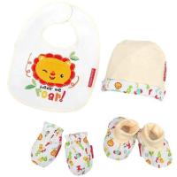 Set regalo primera puesta bebe recien nacido 4 piezas GORRO BABERO MANOPLAS Y PATUCOS - details 1
