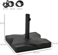 GREATOOL Base de Sombrilla de Jardín 20KG Apta para Distintos Diámetros de Poste Φ35mm, Φ38mm, Φ48mm Rellena con Cemento Estable Ruedas Incorporadas Negro - details 1