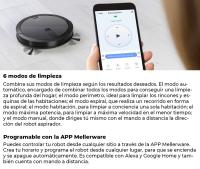 Mellerware - Robot Aspirador Tidy! Gyro Coral. 4 en 1 funcion fregona, aspiración extra de 1400Pa, 6 modos de limpieza, control WIFI desde movil, Friega y Aspira 150m2 Multifunción. Autonomía 160min, inteligente,  seco y humedo - details 5