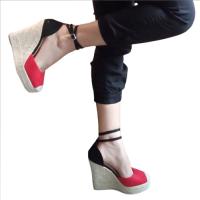 Sandalia mujer Plataforma, Cuña de Esparto, Cordones Tobillo, Antelina Negra, Rojos, Plata, Dorado, Zapato Alpargatas - details 5