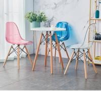 Juego de 4 sillas con patas de madera, mueble estilo nórdico medieval,  para escritorio, comedor, dormitorio, balcón o restaurante BAR hosteleria, OFICINA Mesa de comedor nórdica  cocina,metal transparente - details 3