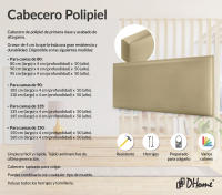 DHOME Cabecero de Polipiel o Tela AQUALINE Liso Cabeceros Cabezal Tapizado Cama Lujo (Champán Polipiel) - details 1