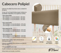 DHOME Cabecero de Polipiel o Tela AQUALINE Liso Cabeceros Cabezal Tapizado Cama Lujo (Marrón Claro Polipiel) - details 6